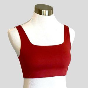Girlfriend Collective Tommy Cropped Sports Bra Sz S Cinnamon Lined Square Neck